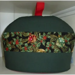 Teacosy weihnachtlich, Teekannen-Wärmer mit edler Weihnachts-Borte