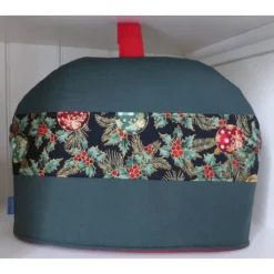 Teacosy weihnachtlich, Teekannen-Wärmer mit edler Weihnachts-Borte