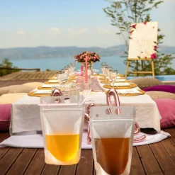 Team Braut, Team Bride Junggesellinnenabschied Getränkebeutel mit Stohhalm, JGA, Trinkbeutel