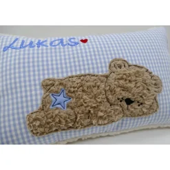 Teddykissen Bär Namenskissen Taufkissen Kuschelkissen Kindergartenkissen
