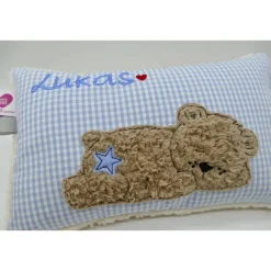 Teddykissen Bär Namenskissen Taufkissen Kuschelkissen Kindergartenkissen