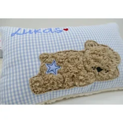 Teddykissen Bär Namenskissen Taufkissen Kuschelkissen Kindergartenkissen