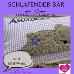 Teddykissen Bär Namenskissen Taufkissen Kuschelkissen Kindergartenkissen