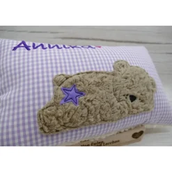 Teddykissen Bär Namenskissen Taufkissen Kuschelkissen Kindergartenkissen