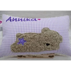 Teddykissen Bär Namenskissen Taufkissen Kuschelkissen Kindergartenkissen