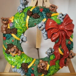 Teddyweihnachtskranz aus Keramik