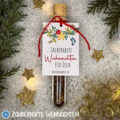 Tee Reagenzgläser weihnachtlich, personalisierte Geschenke, Früchtetee im Reagenzglas