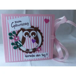 Teebeutelbuch mit Eule,Geburtstag