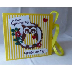 Teebeutelbuch mit Eule,Geburtstag