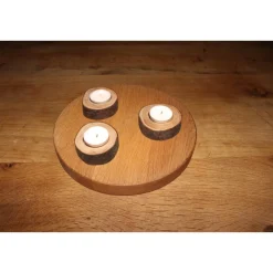 Teelichthalter aus Obstholz im Set (2er- oder 4er-Set) – handgefertigt mit Rinde & geölt