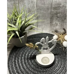 Teelichthalter Einschieber Raysin Osterhase Herz Trockenblumen Geschenkidee Ostern Mitbringsel Dekoration Homedekor weiß