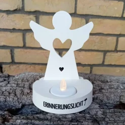 Teelichthalter Engel in Gedenken an dein Sternenkind aus Raysin