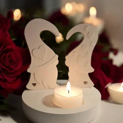 Teelichthalter Sockel -  Wichtelliebe mit Herz - als Valentinstagsgeschenk oder Dekoration zu Weihnachten