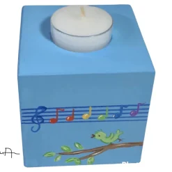 Teelichthalter/Kerzenwürfel/Teelichtwürfel aus Holz "Du bist ein Ton in Gottes Melodie" zur Taufe/Kommunion/Konfirmation