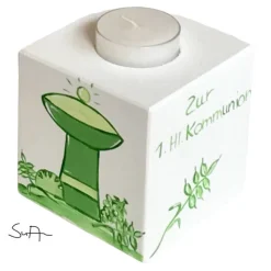 Teelichthalter/Kerzenwürfel/Teelichtwürfel aus Holz "christliches Motiv Kelch"