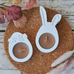 Teelichthalter-Set zur Osterzeit ~ Deko Kerzenhalter Osterei u. Osterhase ~ Teelicht Ostern u. Frühling