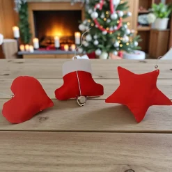 3-teiliges Baumschmuck in rot und weiß