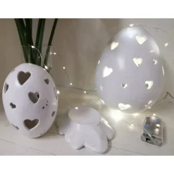 3teiliges Ostereierset aus Keramik zum Beleuchten