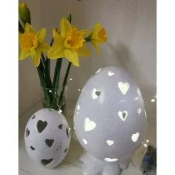 3teiliges Ostereierset aus Keramik zum Beleuchten