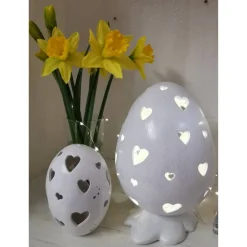 3teiliges Ostereierset aus Keramik zum Beleuchten
