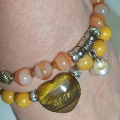 Tigerauge Herz Edelstein Armband camel handgemacht Armband  Zugarmband