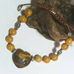 Tigerauge Herz Edelstein Armband camel handgemacht Armband  Zugarmband