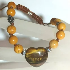 Tigerauge Herz Edelstein Armband camel handgemacht Armband  Zugarmband