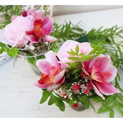 Tisch Gesteck rosa haltbar Tischdeko