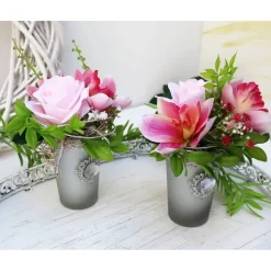 Tisch Gesteck rosa haltbar Tischdeko