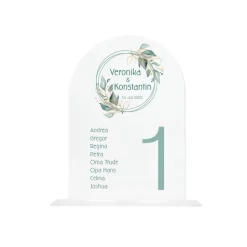 Tischaufsteller Hinweisschild Acryl Holz Salbei rund