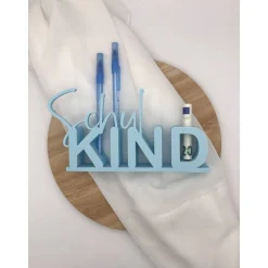 Tischaufsteller „Schulkind“ – personalisiert – mit Reagenzglas für Geldgeschenk & Stifte – Einschulung Geschenk Deko