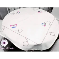 Tischdecke Schmetterling - handbestickt bestickt gestickt Schmetterling Frühling Mitteldecke