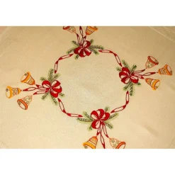 Tischdecke Weihnachten Adventzeit Glocken Tischtuch Weihnachtstischdecke handbestickte Tischdecke Mitteldecke Tischdekor