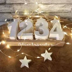 Tischdeko Advent, Raysin Zahlen-Set 1-4 mit Elch, Raysin Zahlen, Rentier Deko, Adventszahlen, Adventskranz modern