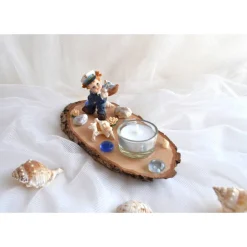 Tischdeko Baumscheibe "Matrose mit Schiff"