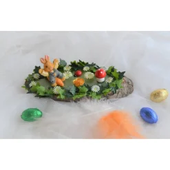 Tischdeko Baumscheibe mit Osterdeko (Nr. 4) Hase auf Karotte