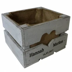 TISCHDEKO BLUMENKISTE Hochzeitsgeschenk Vintage Hochzeit personalisiert aus Holz Rustikale OBSTKISTE Geschenk Brautpaar Hölzerne Jahrestag
