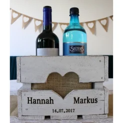 TISCHDEKO BLUMENKISTE Hochzeitsgeschenk Vintage Hochzeit personalisiert aus Holz Rustikale OBSTKISTE Geschenk Brautpaar Hölzerne Jahrestag