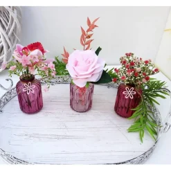 Tischdeko dekorierte Vase 3er Set rosa Stückpreis 7,95 Euro