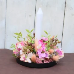 Tischdeko Schreibtisch Deko Kerzenhalter Gesteck Wohndeko Aufsteller rosa