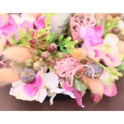 Tischdeko Schreibtisch Deko Kerzenhalter Gesteck Wohndeko Aufsteller rosa