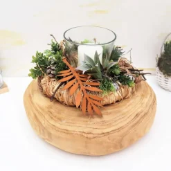 Tischdeko Tischgesteck groß Holzkranz Windlicht