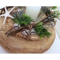 Tischdeko Tischgesteck groß Holzkranz Windlicht