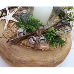 Tischdeko Tischgesteck groß Holzkranz Windlicht