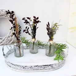 Tischdeko Trockenblumen in klaren Glasvasen 3er Set Stückpreis 7,95 Euro