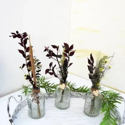Tischdeko Trockenblumen in klaren Glasvasen 3er Set Stückpreis 7,95 Euro