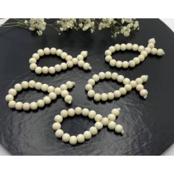 Tischdekoration | Fische aus Holzperlen | Taufe | Konfirmation | Kommunion |