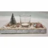 Tischdekoration für Weihnachten und Advent mit 1 Teelichtglas in Rosa und Silber