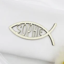 Tischdekoration zur Taufe | personalisierte Gastgeschenke zur Kommunion | Symbol für Konfirmation | Fisch Symbol