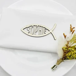 Tischdekoration zur Taufe | personalisierte Gastgeschenke zur Kommunion | Symbol für Konfirmation | Fisch Symbol